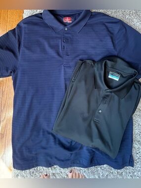 2 PGA Men's Golf Navy and Black Polo Shirts